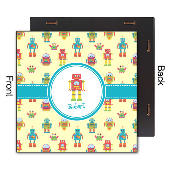 Robot 12x12 Wood Print - Front & Back View