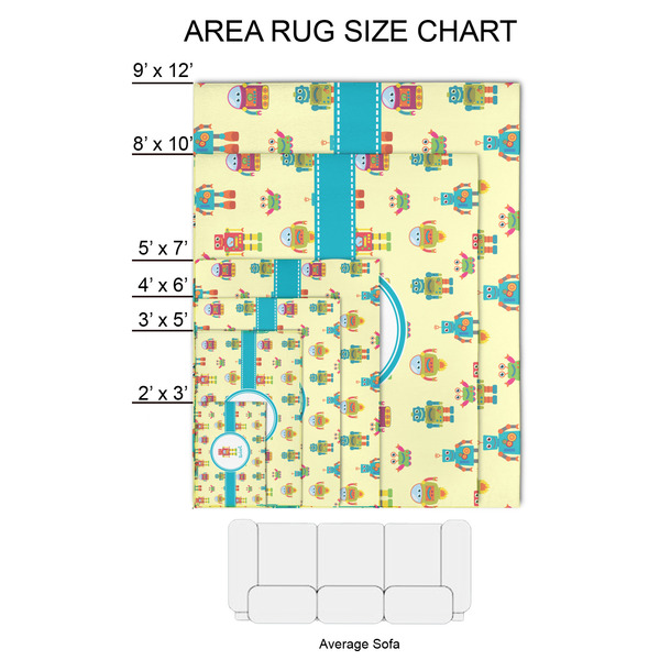 Robot 2'x3' Indoor Area Rugs - Size Chart