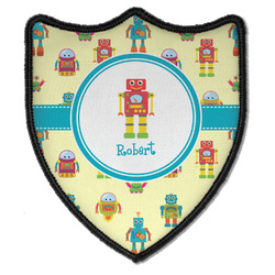 Robot Iron On Shield Patch B w/ Name or Text