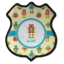 Robot Iron On Shield Patch C w/ Name or Text