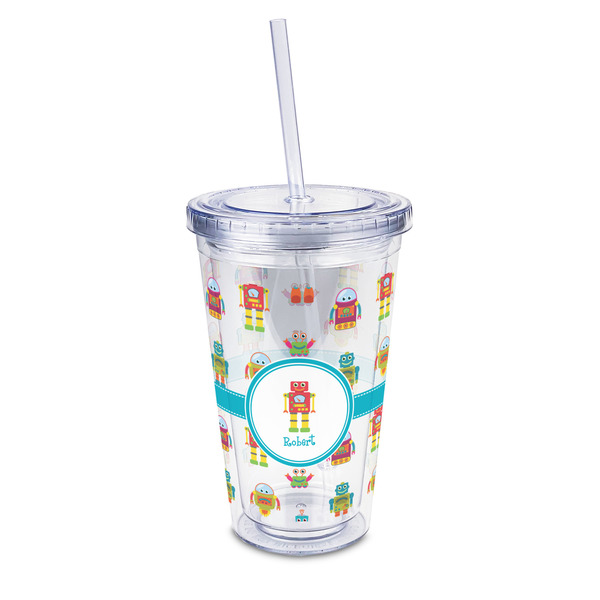 Custom Robot 16oz Double Wall Acrylic Tumbler with Lid & Straw - Full Print (Personalized)