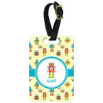 Robot Metal Luggage Tag w/ Name or Text
