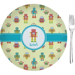 Robot 8" Glass Appetizer / Dessert Plates - Single or Set (Personalized)