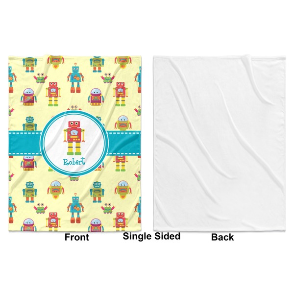 Robot Baby Blanket (Single Side - Printed Front, White Back)