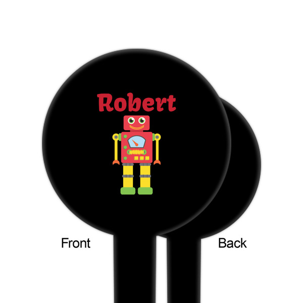 Robot Black Plastic 6" Food Pick - Round - Single Sided - Front & Back