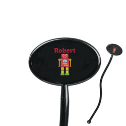 Robot 7" Oval Plastic Stir Sticks - Black - Double Sided (Personalized)