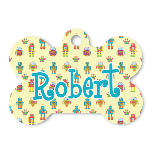 Custom Robot Bone Shaped Dog ID Tag (Personalized)