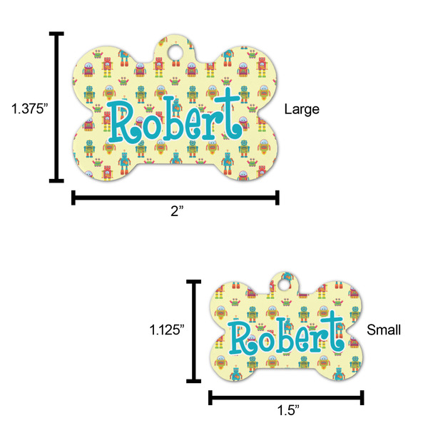 Robot Bone Shaped Dog ID Tag - Large - Scale