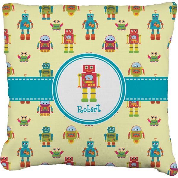 Custom Robot Faux-Linen Throw Pillow 18" (Personalized)