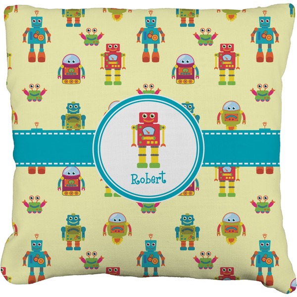 Custom Robot Faux-Linen Throw Pillow 20" (Personalized)
