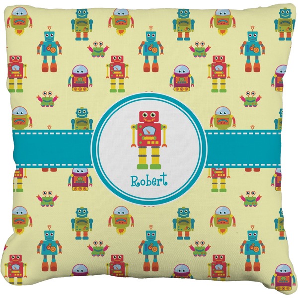 Custom Robot Faux-Linen Throw Pillow 26" (Personalized)