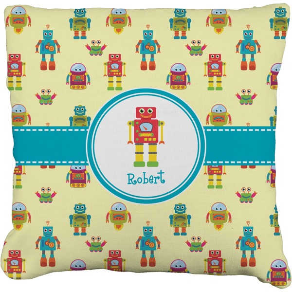 Custom Robot Faux-Linen Throw Pillow (Personalized)