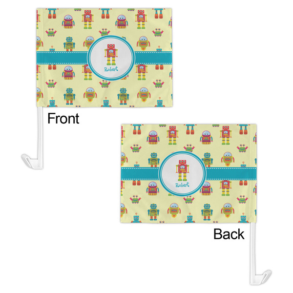 Robot Car Flag - 11" x 8" - Front & Back View