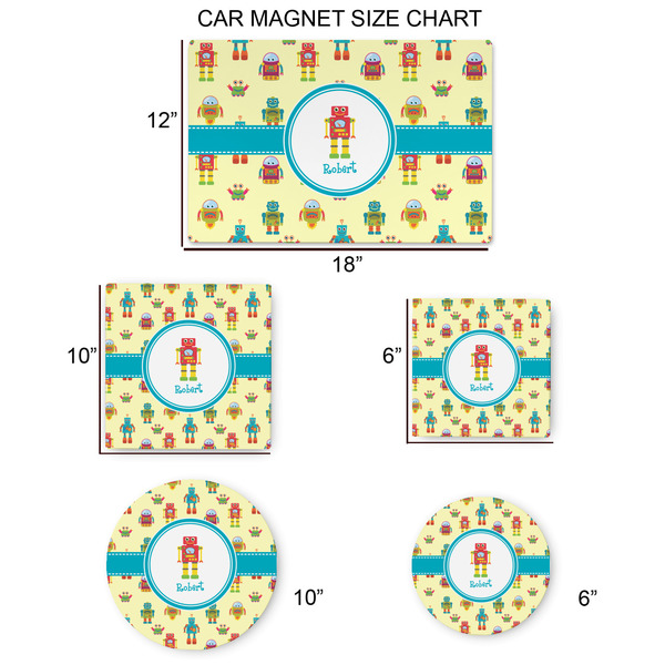 Robot Car Magnets - SIZE CHART