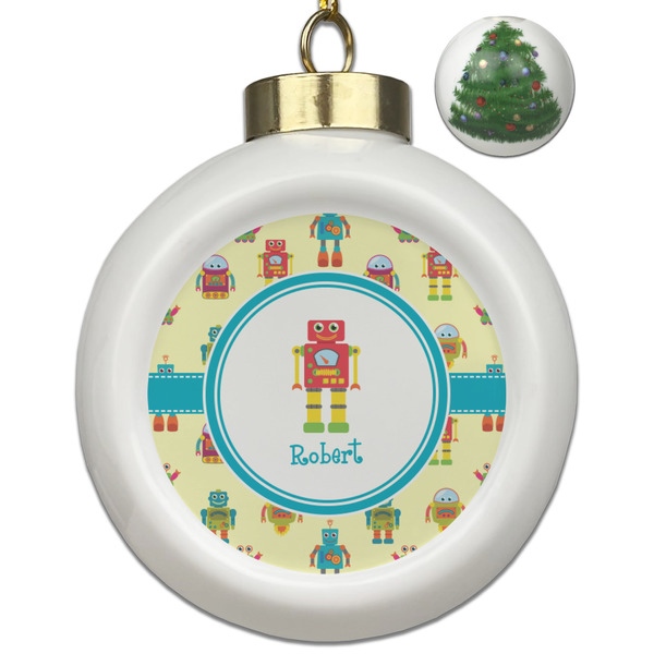 Custom Robot Ceramic Ball Ornament - Christmas Tree (Personalized)