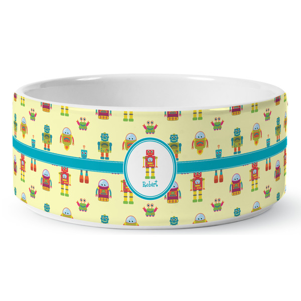 Robot Ceramic Dog Bowl - Medium - Front