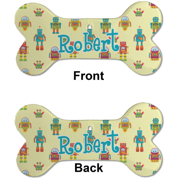 Robot Ceramic Flat Ornament - Bone Front & Back (APPROVAL)