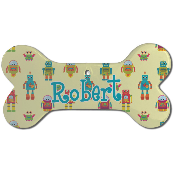 Robot Ceramic Flat Ornament - Bone Front