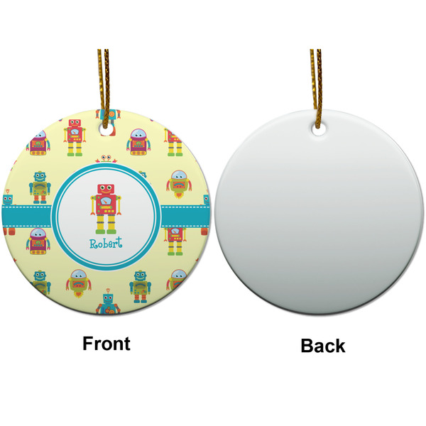 Robot Ceramic Flat Ornament - Circle Front & Back (APPROVAL)