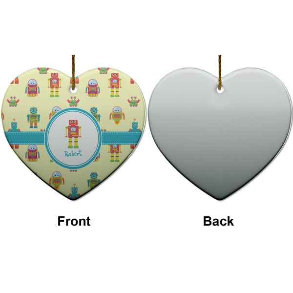Robot Ceramic Flat Ornament - Heart Front & Back (APPROVAL)