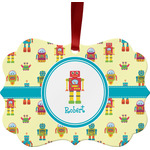 Robot Metal Frame Ornament - Double Sided w/ Name or Text