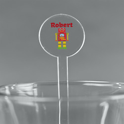 Robot 7" Round Plastic Stir Sticks - Clear (Personalized)
