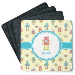 Robot Square Rubber Backed Coasters - Set of 4 (Personalized)