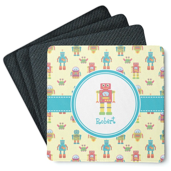 Custom Robot Square Rubber Backed Coasters - Set of 4 (Personalized)