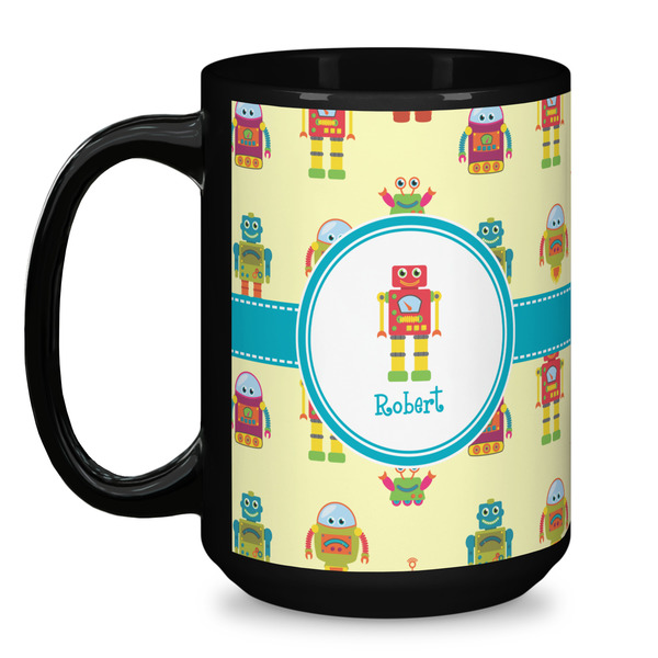 Robot Coffee Mug - 15 oz - Black