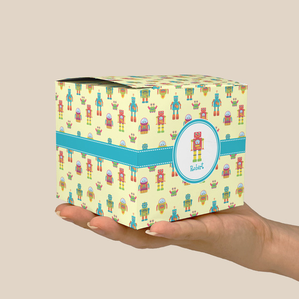 Robot Cube Favor Gift Box - On Hand - Scale View