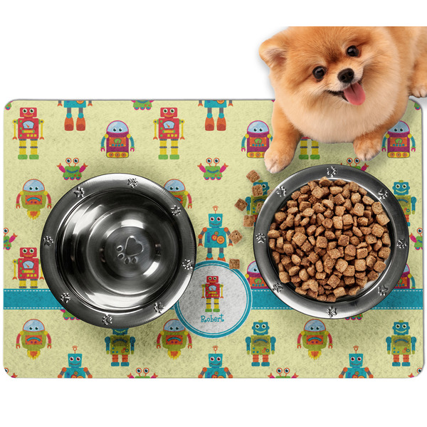 Custom Robot Dog Food Mat - Small w/ Name or Text