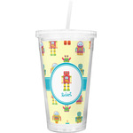 Robot Double Wall Tumbler with Straw (Personalized)