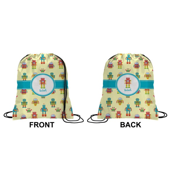 Robot Drawstring Backpack Front & Back Small