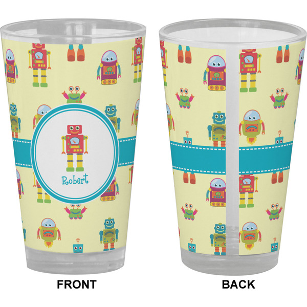 Robot Pint Glass - Full Color - Front & Back Views