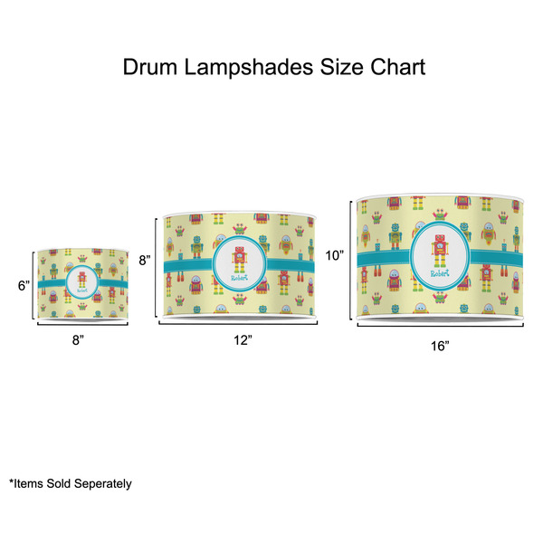 Robot Drum Lampshades - Sizing Chart