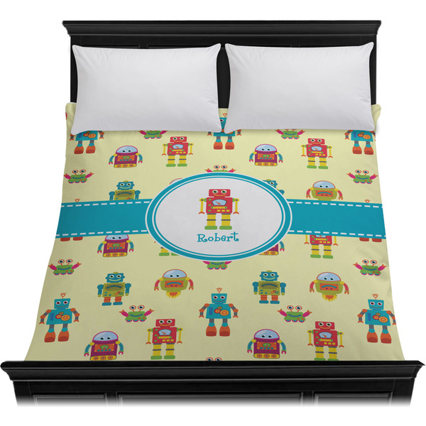 Robot Duvet Cover - Queen - On Bed - No Prop