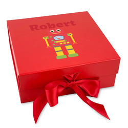 Robot Gift Box with Magnetic Lid - Red (Personalized)