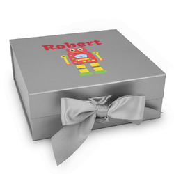 Robot Gift Box with Magnetic Lid - Silver (Personalized)