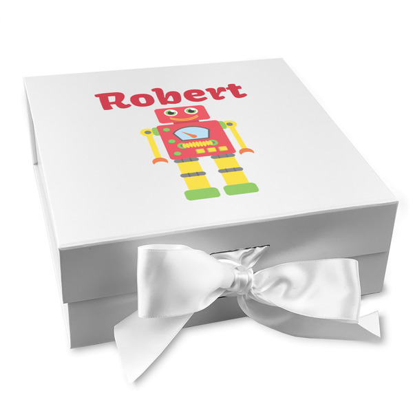 Custom Robot Gift Box with Magnetic Lid - White (Personalized)