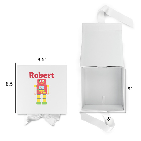 Robot Gift Boxes with Magnetic Lid - White - Open & Closed