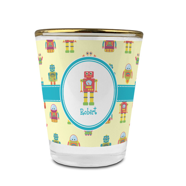 Robot Glass Shot Glass - With gold rim - FRONT
