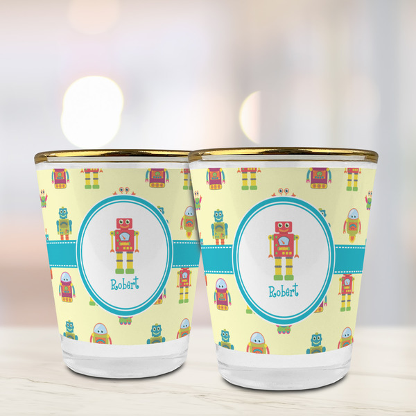 Robot Glass Shot Glass - with gold rim - LIFESTYLE