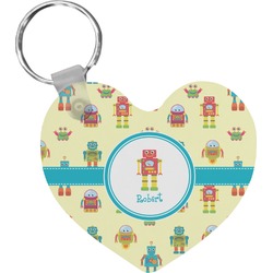 Robot Heart Plastic Keychain w/ Name or Text