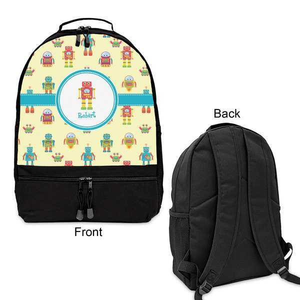 Robot Large Backpack - Black - Front & Back View