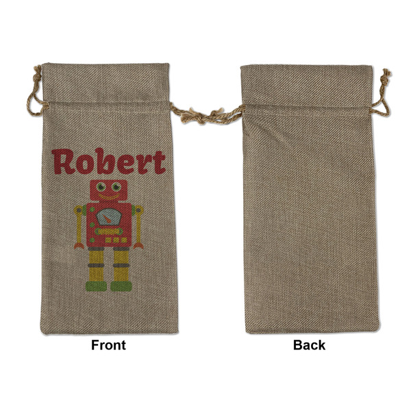 Robot Large Burlap Gift Bags - Front Approval
