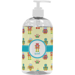 Robot Plastic Soap / Lotion Dispenser (16 oz - Large - White) (Personalized)