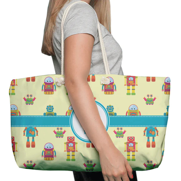 Robot Large Rope Tote Bag - In Context View