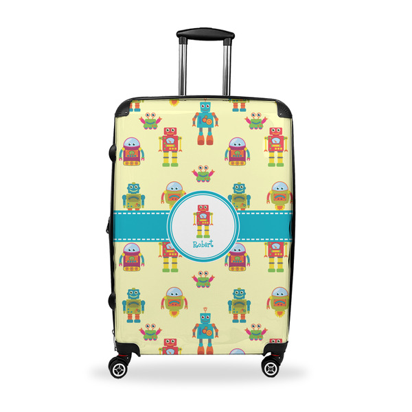 Custom Robot Suitcase - 28" Large - Checked w/ Name or Text