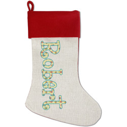 Robot Red Linen Stocking (Personalized)
