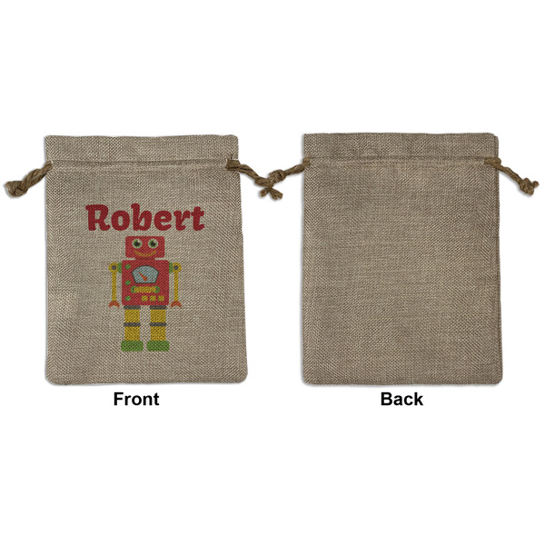 Robot Medium Burlap Gift Bag - Front Approval
